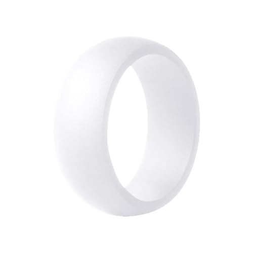 Ring Verstellbar Silikonringe für Damen und Herren – trendige, stapelbare Unisex-Eheringe aus Gummi, bequem, atmungsaktiv, flexibel, Modeschmuck für aktive Menschen, Ring Silber 925 ( White, 3X3CM) von Generisch