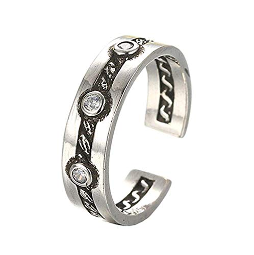 Ring für Damen, Kristall, graviert, offener Ring, freie Größe, verstellbare Faszie von Generisch