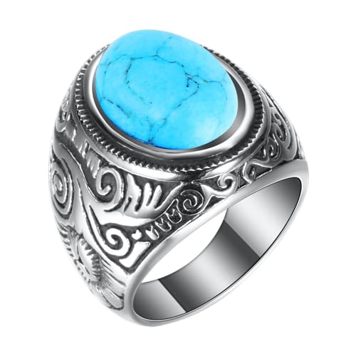 Ringschachtel 2 Ringe Retro-Schmuck Türkis Ringe für Männer Stahl eingelegt drei Farben Ring Männer dominant Opal Ring Gardine Ringe Mit Clip, A, Metall, Kein Edelstein von Generisch