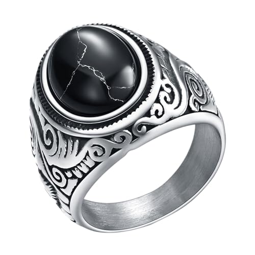 Ringschachtel 2 Ringe Retro-Schmuck Türkis Ringe für Männer Stahl eingelegt drei Farben Ring Männer dominant Opal Ring Gardine Ringe Mit Clip, B, Metall, Kein Edelstein von Generisch