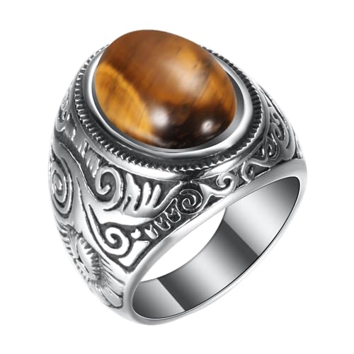 Ringschachtel 2 Ringe Retro-Schmuck Türkis Ringe für Männer Stahl eingelegt drei Farben Ring Männer dominant Opal Ring Gardine Ringe mit Clip, D, Metall, Kein Edelstein von Generisch