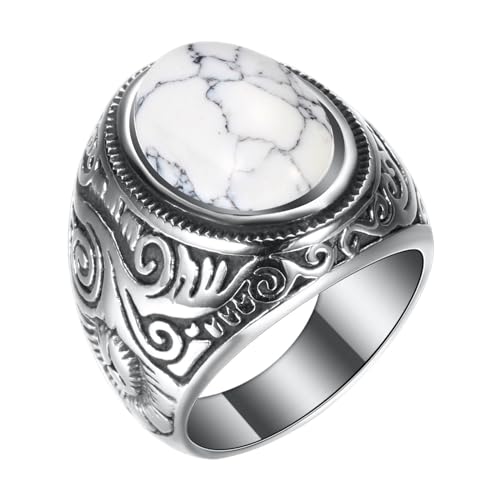 Ringschachtel 2 Ringe Retro-Schmuck Türkis Ringe für Männer Stahl eingelegt drei Farben Ring Männer dominant Opal Ring Gardine Ringe mit Clip, E, Metall, Kein Edelstein von Generisch