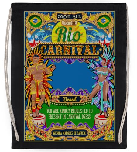 Rio Carnival Poster Frame Unisex-Sporttasche, Schwarzer Turnbeutel von Generisch