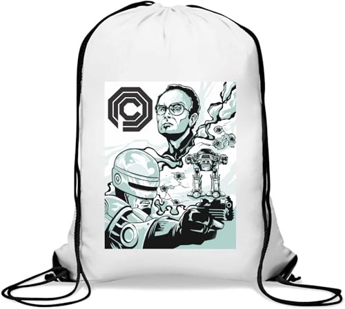 Robot Man Poster Gym Sack Casual Drawstring Bag White von Generisch