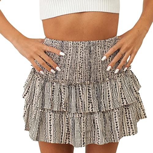 Rock Damen Sommer Kurz High Waist Tennisrock Rock Große Größen mit Taschen Basic Sexy Minirock Schule Rock mit Hose Drunter Baumwolle Vielseitige Faltenrock Tellerrock von Generisch