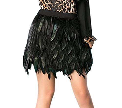 Rock Mit Federn Damen Kurzer Rock Gothic Minirock Sommer Schwarz Rock Elastische Taille Petticoat Rock Karneval Party Performance Outfit Für Oktoberfest Halloween Besondere Anlässe von Generisch