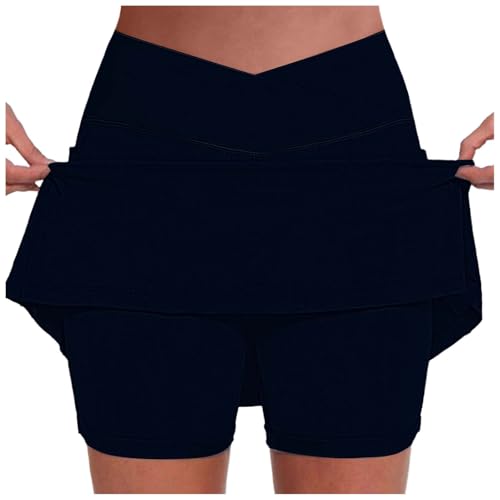 Rock Mit Hose Drunter Kurz 2 In 1 Shorts Rock Tennis Rock Mit Short Integriert Sportrock Laufrock Running Wandern Laufen Hosenrock Golfrock Tennisrock Mit Hose von Generisch