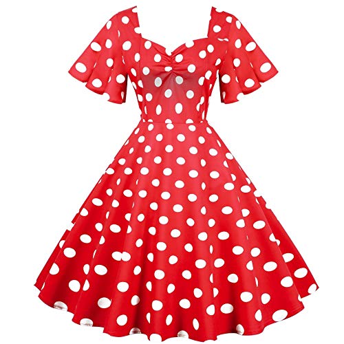 Rockabilly Kleider Damen 50er Jahre Polka Dots Cocktailkleid Vintage Swing Hochzeit Festliche Kleider Rüschen Ärmel Gepunkte Abendkleider Knielang Partykleid Ballkleider Faschingskostüme Rockabilly Kleider Damen 50er Jahre Polka Dots Cocktailkleid Vintage Swing Hochzeit Festliche Kleider Rüschen Ärmel Gepunkte Abendkleider Knielang Partykleid Ballkleider Faschingskostüme von Generisch