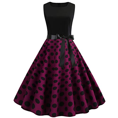 Rockebillykleider Damen Vintage Cocktailkleid 1950er Polka Dots Retro Rockabilly Swing Kleid Ballkleidcocktailkleid Ärmellos Neckholder a Linie Faltenrock Knielang Hochzeit Festlich Abendkleid von Generisch