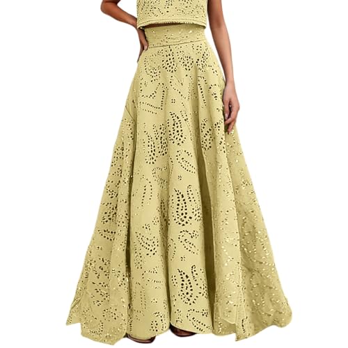 Röcke Damen Sommer Hochzeit Damenrock Luftig Sommerrock Langer Luftiger Hohe Wickelrock Vintage Boho Kleidung Rock Sommerröcke Sommerkleid Lang Maxikleider Freizeitrock Kleid von Generisch