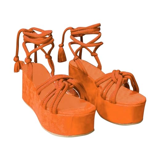 Römersandalen Damen Riemchensandalen Riemchen-Schnürsandale Plateau Sandalen Peep Toe Römersandalen High Heels Wedges Sandaletten Sommerschuhe Damensandalen Outdoorsandalen Freizeitsandalen von Generisch