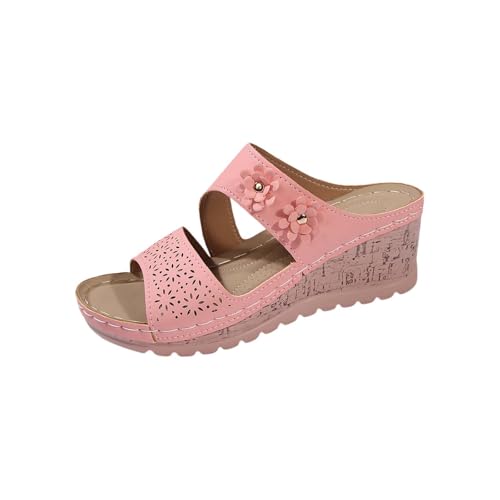 Römische Damen-Sandalen, Plateau-Sandalen, Keilabsatz, Mesh-Sandalen mit Fußgewölbeunterstützung, offener Zehenbereich, Blume, rutschfeste Schuhe, Sommer, Strandschuhe, bequem, leicht, klobiger Schuh Römische Damen-Sandalen, Plateau-Sandalen, Keilabsatz, Mesh-Sandalen mit Fußgewölbeunterstützung, offener Zehenbereich, Blume, rutschfeste Schuhe, Sommer, Strandschuhe, bequem, leicht, klobiger Schuh von Generisch