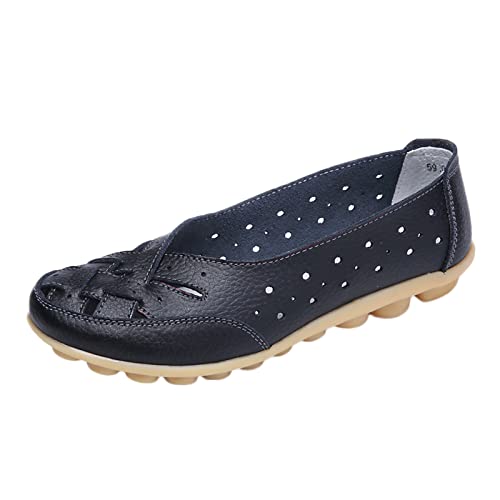 Rolling Soft Schuhe Damen Slip On Women Comfort Walking Flat Loafers Freizeitschuhe Driving Loafers Wanderschuhe für Frauen Schuhe 97 Damen (Black, 38) von Generisch