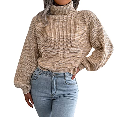 Rollkragen Oberteil Pulli Winterpullover Damen Strickpullover Sexy Geschnittene Pullover Strickpulli Damen Pullover Rollkragenpullover Elegant Damen Herbst Sweater Sweatshirt Elegant Langarm von Generisch