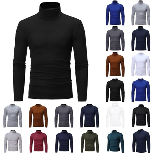 Rollkragenpullover Herren Baumwolle Rollkragenshirt Regular Fit Langarm Langarmshirts Rollkragen Sweatshirt Unterzieh Elastisch Einfarbig Longsleeve Pullover von Generisch