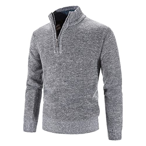 Rollkragenpullover Herren Half Zip Pullover Strickpullover Sweatshirt Herren ohne Kapuze Männer Winterpullover Turtleneck Sweater Pulli Arbeitspullover Warm Winter Pullover Langarmshirt Strickpulli von Generisch