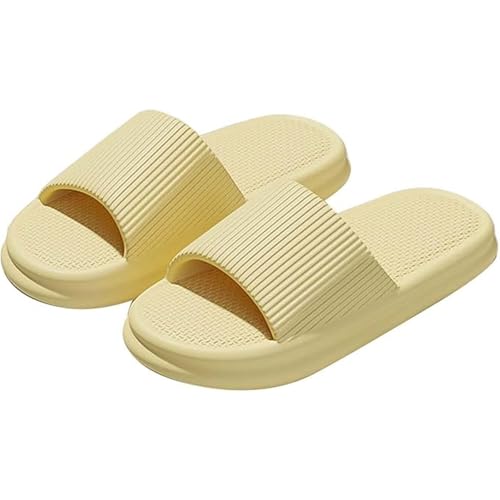 Rollschuh Schuhe Herren Herren, Kissen-Hausschuhe, Duschschuhe, Indoor-Slides, Badezimmer-Sandalen, ultimativer Komfort, leichte, dicke Sohle, leicht reinigen Stiefeletten Herren Schuhe (Yellow, 38) von Generisch