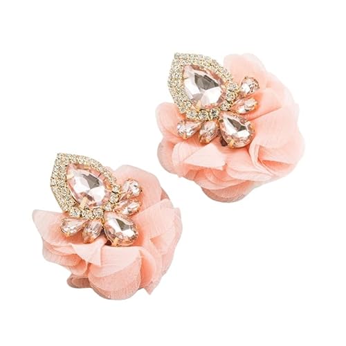 Rosa Blumenohrringe für Frauen und Mädchen, Flauschige Blumenohrstecker Aus Böhmischem Stoff mit Strasssteinen, Statement, Romantische Party, Hochzeitsschmuck, Geschenke von Generisch