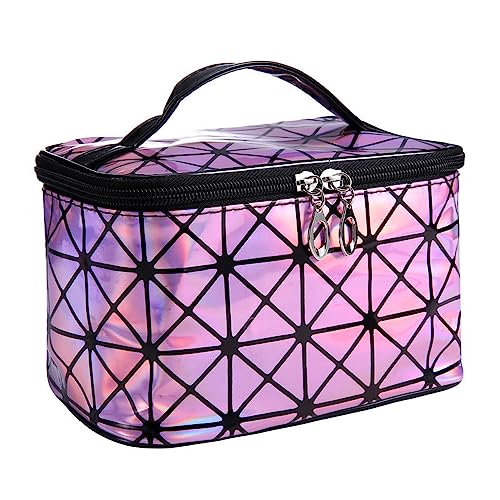 Rosa Geometrische Kosmetiktasche - Stilvolles Reise-Essential für Frauen, wasserdichte Kulturtasche mit Makeup-Organizer, 23x10x15 cm Geräumige Reisetasche Für Professionelles Make-Up von Generic