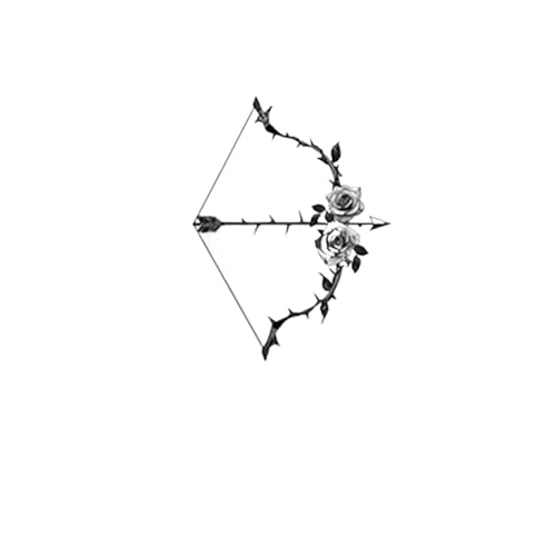 Rosenbogen und Pfeil Blumen Bogenschütze Aufkleber, Wasserfest und langlebig, Geeignet für Frauen und Männer Temporäre Tattoos, Fake Tattoo(2pcs) von Generisch