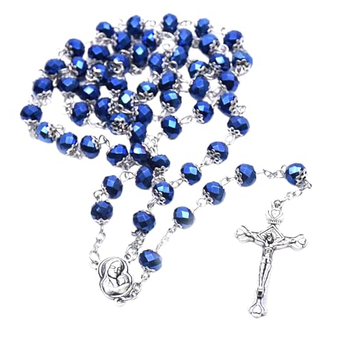 Rosenkranz-Halskette für Frauen – Kristallperlen und Kruzifix-Anhänger, religiöser Schmuck, Geschenk für Katholiken, Alltag, Gebet, Glaubensbasis von Generisch
