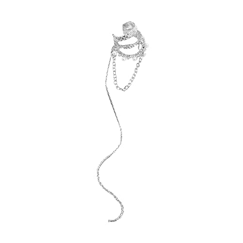 Rosenohrringe Piercing Clip Cuff Earring Long Pearl Quaste Dangle and Droping Earring 1 Count Pack of 1 Ohrringe Statement Hellblau (Silver, One Size) von Generisch