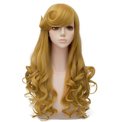 Rote Herz-Perücke Damen mit Krone – Lockige Flauschige Synthetik Perücke für Halloween, Karneval, Kostümfest (Orange) von Generisch