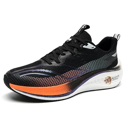 Rote Kaninchen leichte weiche Sohle elektrische Fliegende Sportschuhe Outdoor Rennen Laufschuhe Trend (7pro schwarz,45) von Generisch