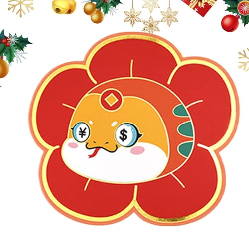 Rote Tasche, chinesische rote Umschläge - Glücksgeldbeutel mit Cartoon-Schlangenmuster | Kreative Neujahrs-Geldtasche, Glücksgeldumschläge mit Mehreren Kartenfächern für die Überbringung von Segen von Generisch