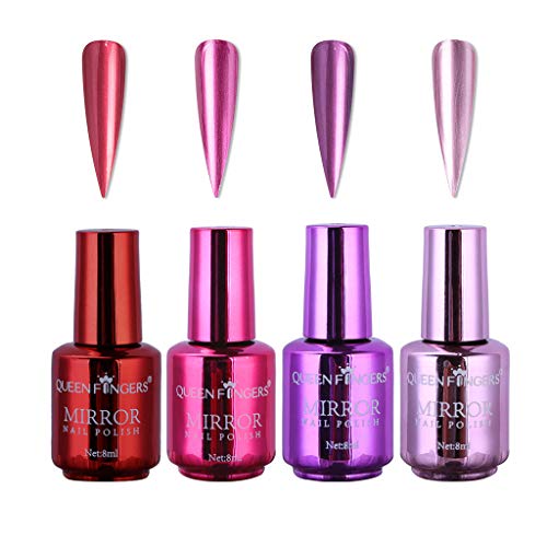 Roter Nagellack Und Lippenstift Nail 8ml Polish Pcs Nail Effect 4 Set Plating Semi- Metallic Lack Nagelkunst Set compatible with Machen (B, One Size) von Generisch