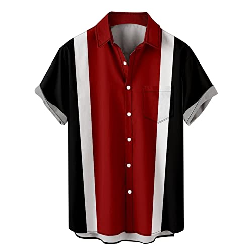 Rotes Hemd Herren Rockabilly Herren Hemden 50Er Jahre Bowling Shirt Hawaii Hemd Männer Farbblock Button Down Kurzarmhemd Freizeithemden Große Größen Vintage Sommerhemd Retro Golf Tees L Rotes Hemd Herren Rockabilly Herren Hemden 50Er Jahre Bowling Shirt Hawaii Hemd Männer Farbblock Button Down Kurzarmhemd Freizeithemden Große Größen Vintage Sommerhemd Retro Golf Tees L von Generisch