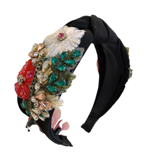 Rotes Strass-Stirnband für Damen mit Perlen und verzierten Blumen-Accessoires von Generisch