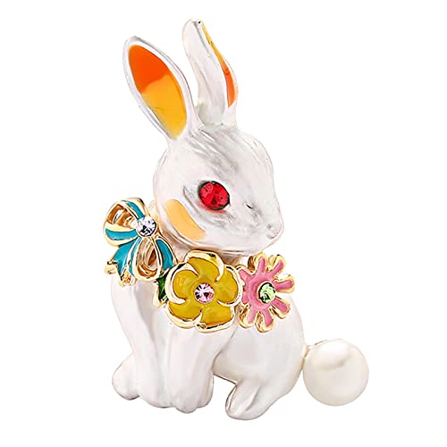 Rotguss Vintage Blumenbrosche Jacken Frauen Brosche Geschenke Stoff Schöne Hase Männer Kaninchen Dekoration Pin für Freunde Brosche Quadratische Brosche (Multicolor, One Size) von Generisch