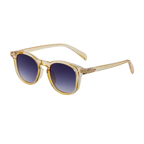 Round Sunglasses Women Retro Rivets Men Driving Shades Gradient Dark Sun Glasses Punk Eyewear Uv400(Yellow Gradientgrey) von Generisch