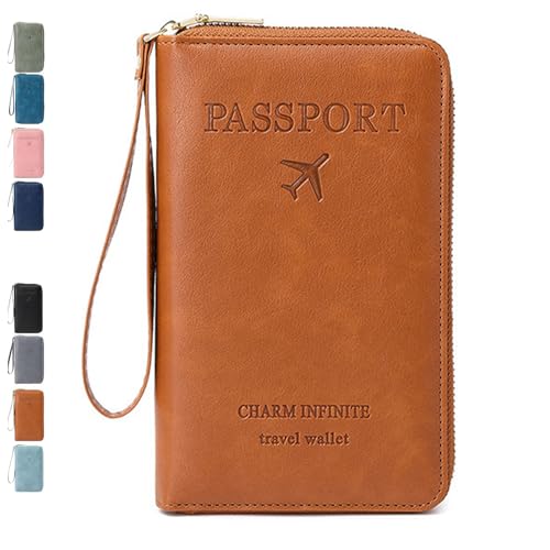 Rowgins Multi-Functional Rfid Passport Wallet,Passport Holder for Travel Essentials Women & Men,Wallet Cover Case - Secure Id Card Organizer with Anti-Theft Protection (Brown) von Generisch