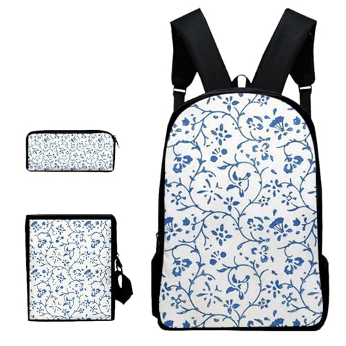 Rucksack-Lunch-Taschen-Set – Blumendruck, Schultaschen, Büchertaschen mit , Federmäppchen für Teenager-Mädchen, College-Schulrucksack für Kinder, , Teenager, Frauen, Stil 2, Refer to von Generisch