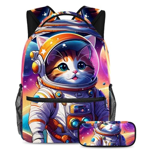 Rucksack mit Federmäppchen, 2-teiliges Schultaschen-Set für Jungen, Mädchen, Teenager, Reisebuchtasche für Studenten, niedlicher Hund im Weltraum, Mehrfarbig Nr. 05, B:29.4x20x40cm P:19x7.5x3.8cm, Rucksack mit Federmäppchen, 2-teiliges Schultaschen-Set für Jungen, Mädchen, Teenager, Reisebuchtasche für Studenten, niedlicher Hund im Weltraum, Mehrfarbig Nr. 05, B:29.4x20x40cm P:19x7.5x3.8cm, von Generisch