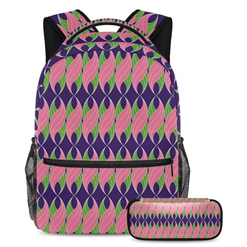 Rucksack mit Federmäppchen, großes Fassungsvermögen, Schultaschen-Set für Jungen, Mädchen, Teenager, Reisebuchtasche für Schüler, Mehrfarbig Nr. 07, B：29.4x20x40cm P：19x7.5x3.8cm, Tagesrucksäcke von Generisch