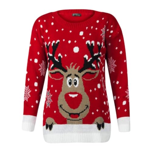 Rudolf das Rentier Weihnachtspullover- Lustiger Hässlicher Weihnachtspullover Für Damen und Herren Ugly Christmas Sweater Damen Weihnachten Strickpullover von Generisch