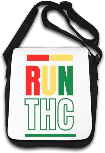 Run THC Weed Cannabis Rasta Logo Umhängetasche weiß von Generisch
