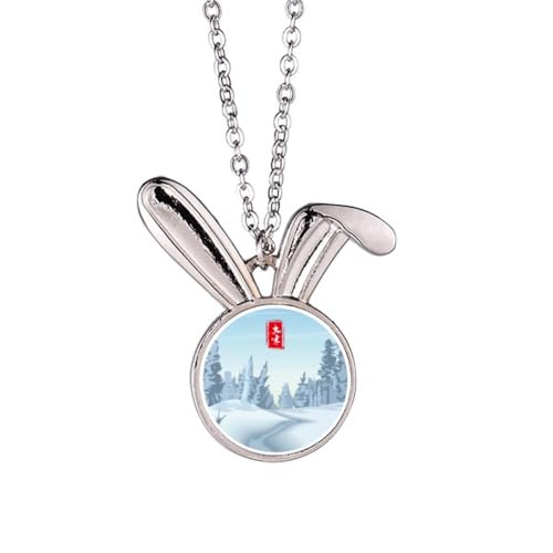 Runde Halskette mit Anhänger "Great Cold Twenty Four Solar Term", Hase, Tierschmuck, Geschenk von Generisch