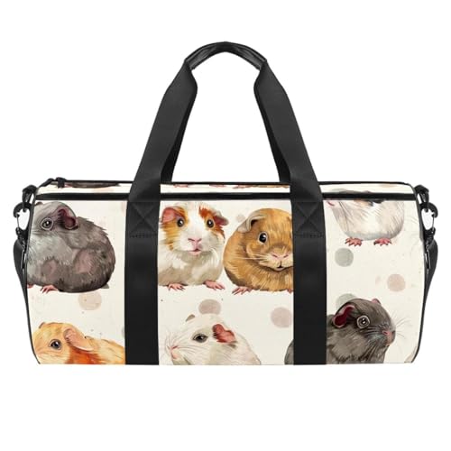 Runde Sporttasche mit abnehmbarem Schultergurt, Cartoon-Meerschweinchen-Muster, Trainingshandtasche für Damen und Herren, mehrfarbig, Einheitsgröße, Handgepäck Runde Sporttasche mit abnehmbarem Schultergurt, Cartoon-Meerschweinchen-Muster, Trainingshandtasche für Damen und Herren, mehrfarbig, Einheitsgröße, Handgepäck von Generisch