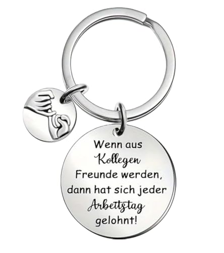 Runder Schlüsselanhänger mit Gravur – Geschenkidee mit Spruch – Edelstahl/Metall – mit liebevollem Spruch – Geschenk für Mama, Papa, Partner oder beste Freunde (Wenn aus Kollegen Freunde werden) von Generisch