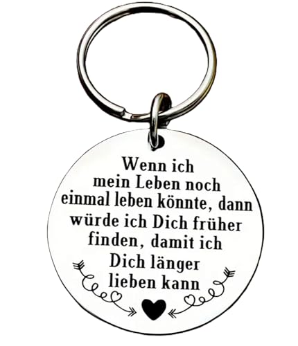 Runder Schlüsselanhänger mit Gravur – Geschenkidee mit Spruch – Edelstahl/Metall – mit liebevollem Spruch – Geschenk für Mama, Papa, Partner oder beste Freunde (Wenn ich mein Leben noch...) von Generisch