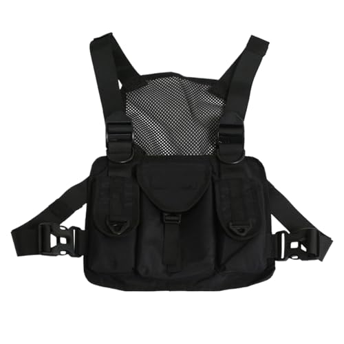 Running Chest Pack Men, Nylon Storage Vest Bag,11.02x9.06x0.79 Inch Size Compact Adjustable, Shoulder Straps Organizer for Fishing Workout Cycling Travel, Black von Generisch