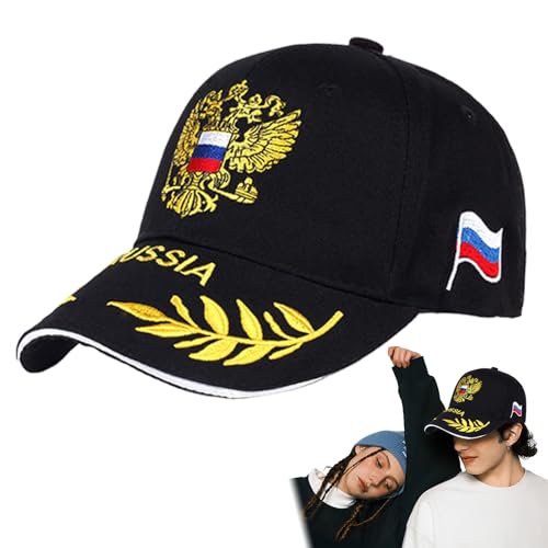 Russian Baseball Hat | Custom Embroidered Hats Log | Outdoor Fishing Embroidered Head Cover | Golden Double-Headed Eagle Caps | Outdoor Sports Cap for Sports Headgear, Camping, Fishing Climbing von Generisch