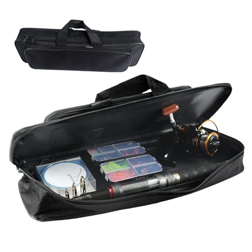 Rutentasche | Angelrutentasche | Holdall Ruten | Rutenkoffer und -schläuche, Angelwerkzeug-Organizer, Oxford-Stoff, Angelaufbewahrungstaschen, praktischer schwarzer Rollenträger Organizer, 45 x 14 cm von Generisch