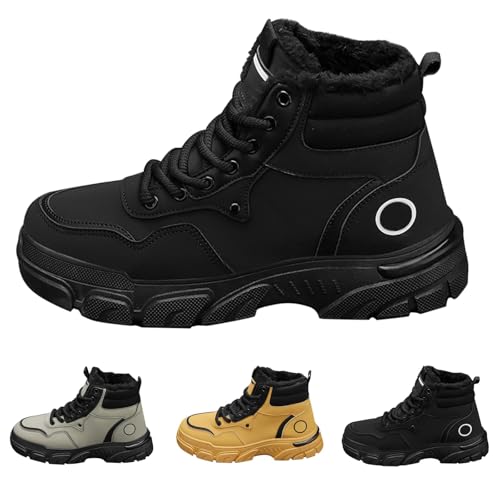 Rutschfest Arbeitsschuhe FüR MäNner Stahlzehe Winterstiefel GefüTtert Herren High Top Atmungsaktive Dickbesohlte Breite FüßE Turnschuhe Wasserdicht Industriebau Sicherheitsschuhe Footwear von Generisch