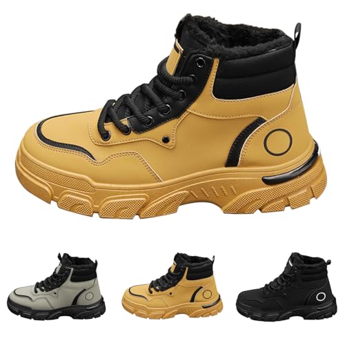 Rutschfest Arbeitsschuhe FüR MäNner Stahlzehe Winterstiefel GefüTtert Herren High Top Atmungsaktive Dickbesohlte Outdoor Breite FüßE Turnschuhe Wasserdicht Industriebau Sicherheitsschuhe Footwear von Generisch