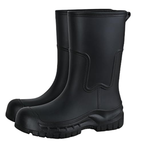 Rutschsicher Halbhoch Regenstiefel Damen，Modische Bequem Schlupfstiefel，Outdoor Abriebfest Gummistiefel，Wasserfeste Arbeitsschuhe，Weichen Sohle Aquaschuhe，Schlamm Gartenstiefel，Angelstiefel von Generisch